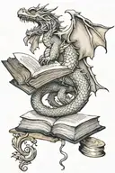 dragon flying over a book  tattoo design idea