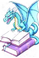  dragon flying over a book style illustration tattoo design idea