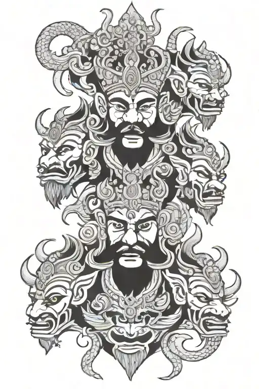 ravana ten heads tattoo design idea