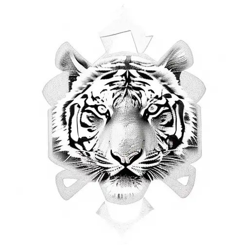A fierce tiger in a fighting stance with MMA gloves on tattoo design idea