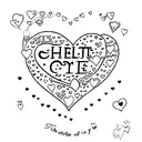 The name Charlotte and Cecilia in the shape of hearts tattoo design idea