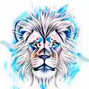 lion with blue eyes tattoo design idea