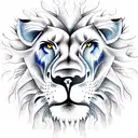 lion with blue eyes tattoo design idea
