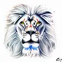 lion with blue eyes tattoo design idea