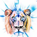 lion with blue eyes tattoo design idea