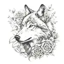 wolf blended by roses tattoo design idea