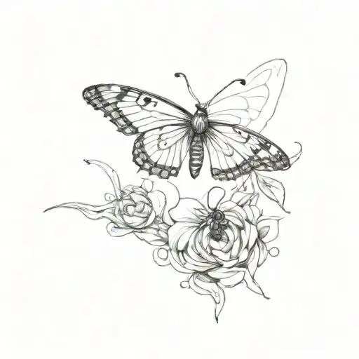 a butterfly and spider on the lower abdomen  tattoo design idea
