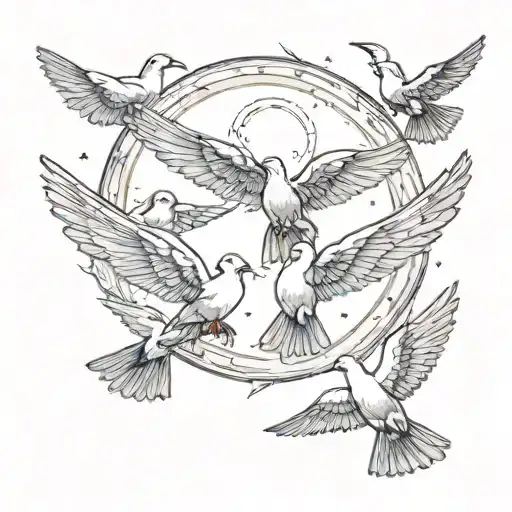 halo with doves flying away tattoo design idea