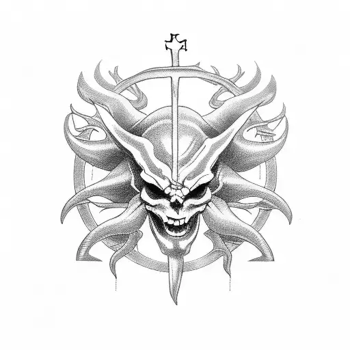 catholic priest devil tattoo design idea