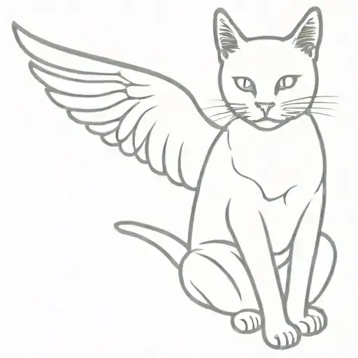 cat with angel wings tattoo design idea