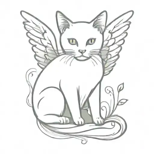 cat with angel wings tattoo design idea