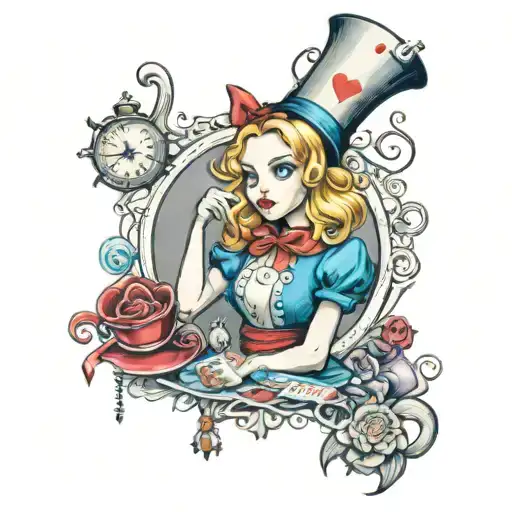alice in wonderland tattoo design idea