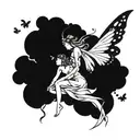 fairy blowing butterflies flying tattoo design idea