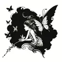 fairy blowing butterflies flying tattoo design idea