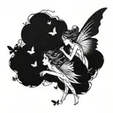 fairy blowing butterflies flying tattoo design idea