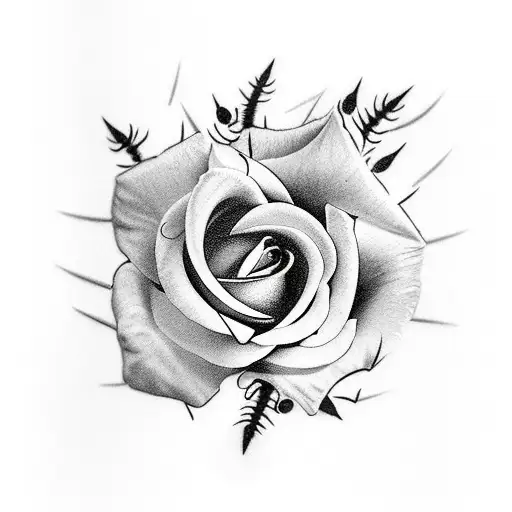 Medium sized inner forearm tattoo Dagger close to Hand covered in thorns and rose  tattoo design idea