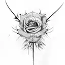Medium sized inner forearm tattoo Dagger close to Hand covered in thorns and rose with blood dripping  tattoo design idea