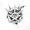 Medium sized inner forearm tattoo Dagger close to Hand covered in thorns and rose with blood dripping  tattoo design idea