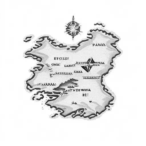 Hawaiian island map with coordinates tattoo design idea