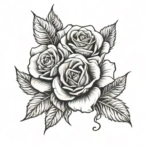 rose with feb 5 2023 roman numerals tattoo design idea