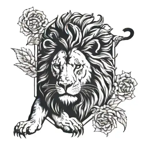 Lion searching Himself  tattoo design idea