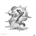 lightning bolt with storm cloud sleeve  tattoo design idea