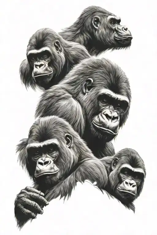 gorilla family members tattoo design idea