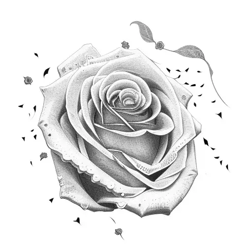 rose and coffin tattoo design idea