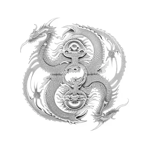 dragon yin and yang tattoo design idea