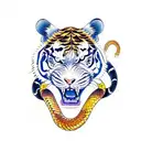 full body tiger wrestling snake tattoo design idea