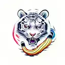 full body tiger wrestling snake tattoo design idea