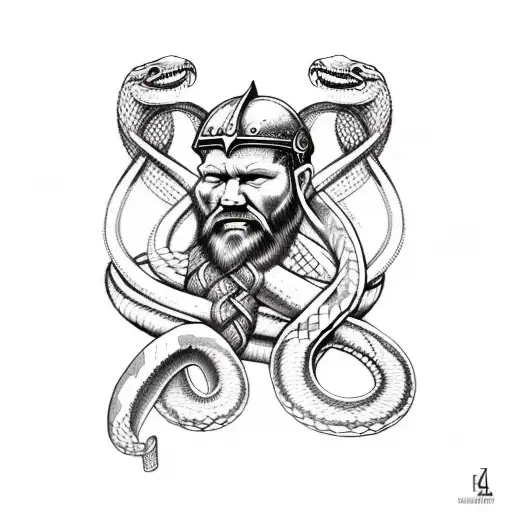 create a sketch of a Viking arm sleeve for bicep and top of the forearm, it can include the snake, symbols, boats  tattoo design idea