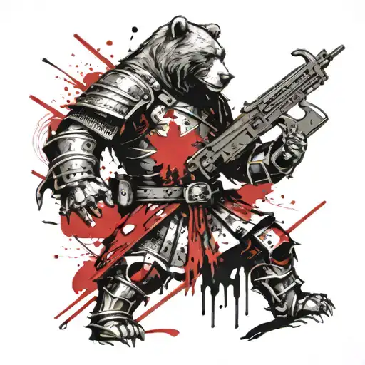 Slavic epic warrior in armor with a big bear tattoo design idea
