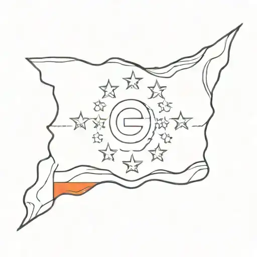 European and Georgia flag merged together tattoo design idea