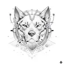 A tattoo design of a cyber security lock with paw prints and hiking boot prints surrounding it tattoo design idea