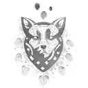 A tattoo design of a cyber security lock with paw prints and hiking boot prints surrounding it tattoo design idea