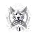 A tattoo design of a cyber security lock with paw prints and hiking boot prints surrounding it tattoo design idea