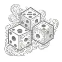 heaven and hell, two cubic dice. black-and-white sketch of a tattoo design. tattoo design idea