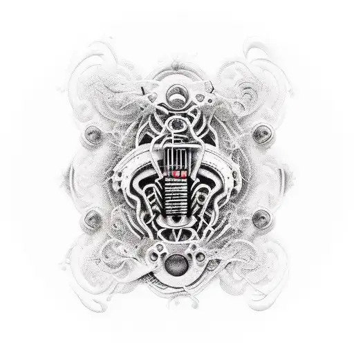 music techno psychedelic tattoo design idea