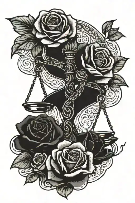 Libra Snake Scales with Roses tattoo design idea