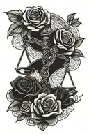 Libra Snake Scales with Roses tattoo design idea