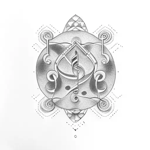 Music notes forming the shape of Houston tattoo design idea