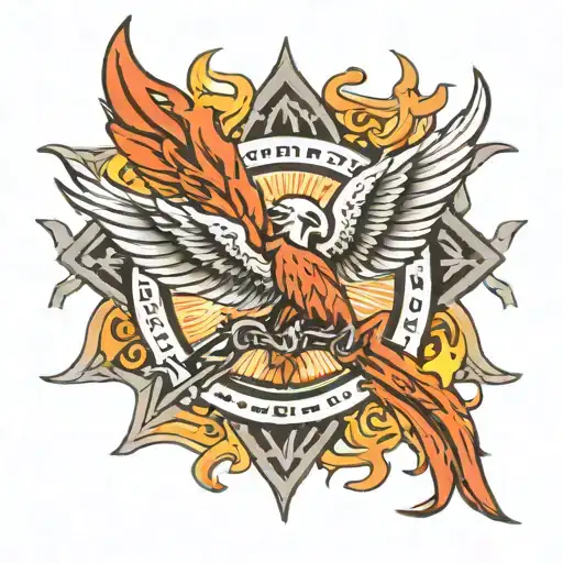 phoenix in a Maltese cross firefighter  tattoo design idea