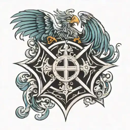 phoenix in a Maltese cross firefighter  tattoo design idea