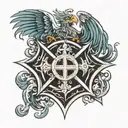 phoenix in a Maltese cross firefighter  tattoo design idea