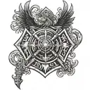 phoenix in a Maltese cross firefighter  tattoo design idea