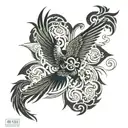 phoenix in a Maltese cross tattoo design idea
