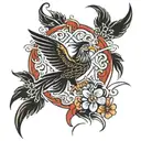 phoenix in a Maltese cross tattoo design idea