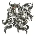 phoenix in a Maltese cross tattoo design idea