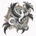 phoenix in a Maltese cross tattoo design idea